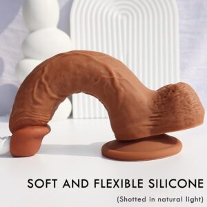 9 Inch Realistic Dildo Dual Density Liquid Silicone Cock with Strong Suction Cup