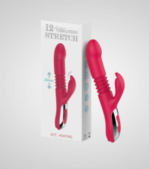 12 Vibrating Automatic Up Down Thursting Rabbit Vibrator -Red