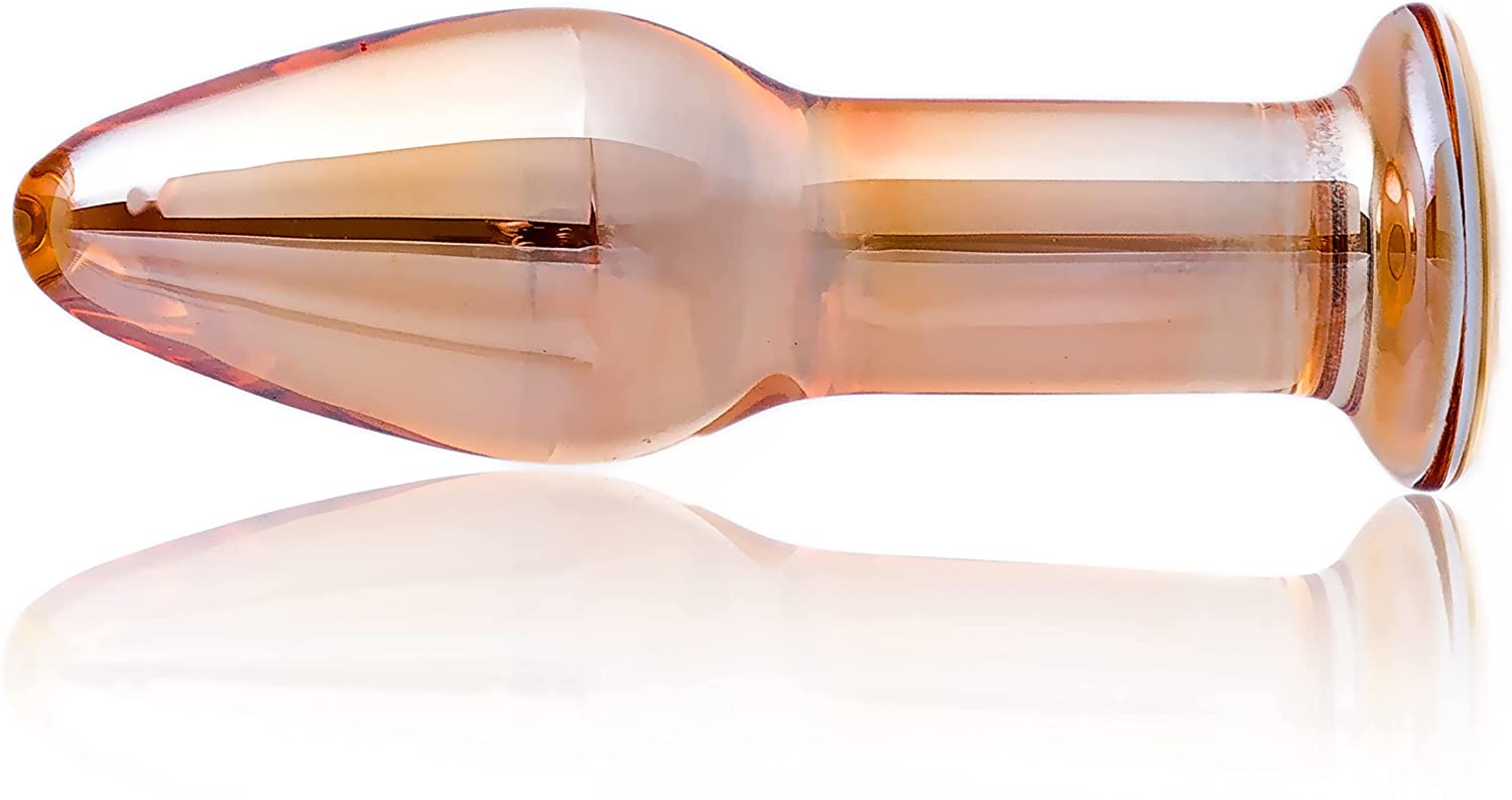 Gold crystal pyrex glass Anal butt plug For Unisex - Image 3