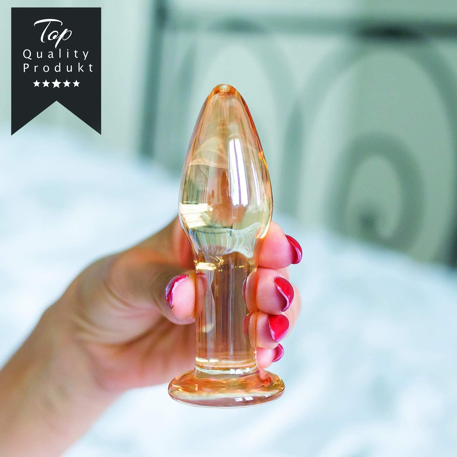 Gold crystal pyrex glass Anal butt plug For Unisex - Image 2