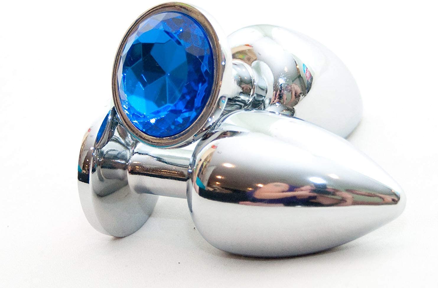 Unisex Steel Blue Jeweled Beginners Butt Plug Small Size - Image 2