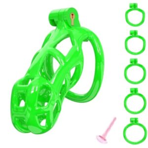 Green Cobra Standard 3D Printed Chastity Kit With Urethral with 5 Sizes Breathable Rings