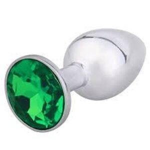 Unisex Steel Green Jeweled Beginners Butt Plug Small Size