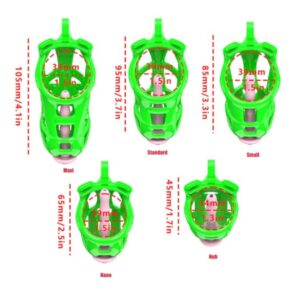 Green Cobra Nano 3D Printed Chastity Kit With Urethral with 5 Sizes Breathable Rings