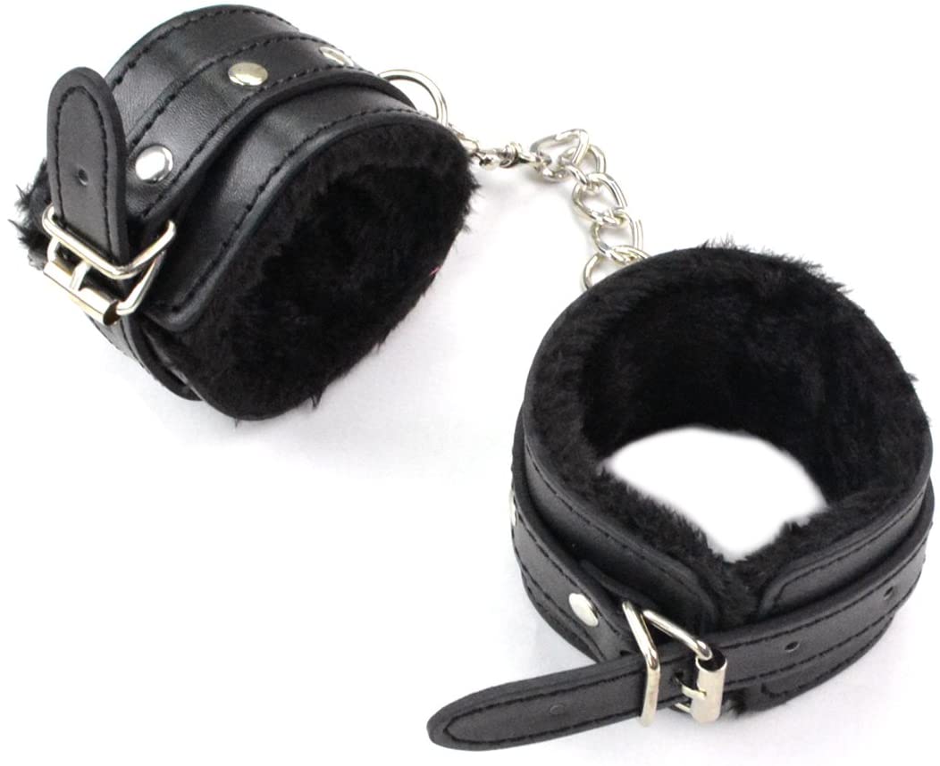 Black SM Bondage Sex Leather Handcuffs Best Quality - Image 3