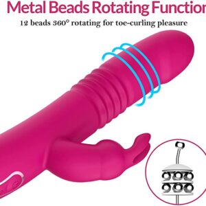 12 Vibrating Automatic Up Down Thursting Rabbit Vibrator -Red