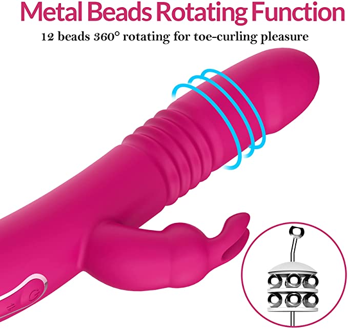 12 Vibrating Automatic Up Down Thursting Rabbit Vibrator -Red - Image 3