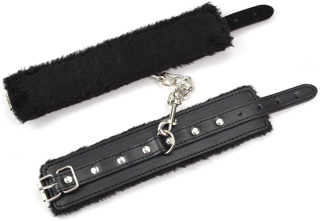 Black SM Bondage Sex Leather Handcuffs Best Quality - Image 4