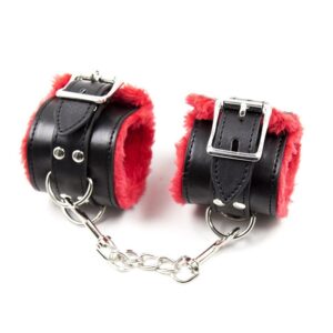 Pure Leather Hand Cuff -Red With Black