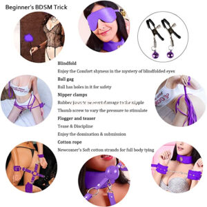14 Pieces BDSM Bondage Restraint Kit - Purple
