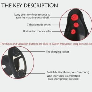 Electric Shock Two Flaps Vibrating Anal Plug Prostate Massager Sex Toys Black