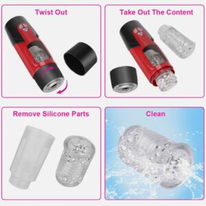 New Dark Knight Adjustable 3 Telescopic 7 Rotating Male Masturbator-Red