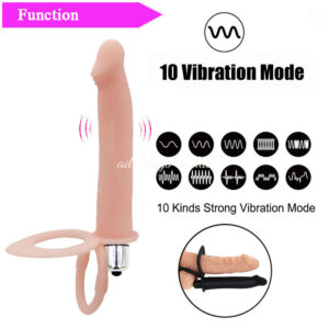 Double Penetration Vibrating Anal Strapon Dildo India -Flesh