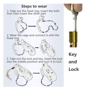 Invisible Lock Male Comfortable Cobra Nano Chastity Device with 4 Rings