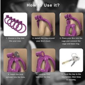 Purple King Cobra 3D Printed Small Chastity Kit With Pink Urethral Catheter