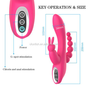 1st Grade Silicone 3 In 1 Rabbit G Spot Vibrators India -Rose Red