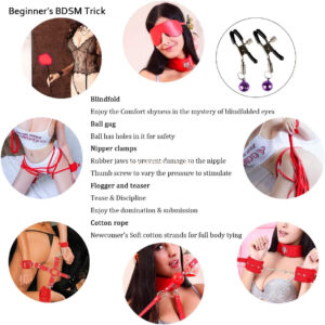 BDSM Bondage 14 Pieces Kit - RED