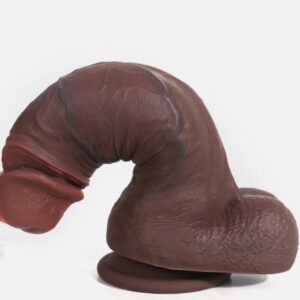 8.07 Inches Dual Density Choco Brown Liquid Silicone Natural Artificial Penis Dildo For Women