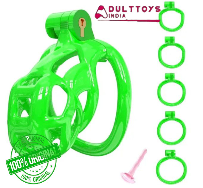 Green Cobra Nano 3D Printed Chastity Kit With Urethral with 5 Sizes Breathable Rings