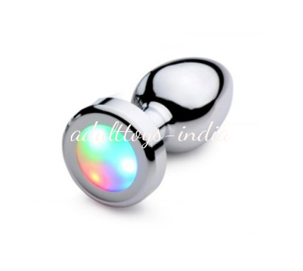 A Sparks Light Up Rainbow LED Aluminum Anal Plug India -Small - Image 3