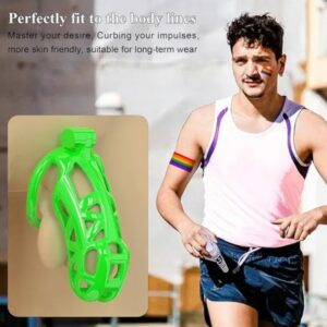 Maxi Green Cobra 3D Printed Chastity Device With Urethral with 5 Sizes Breathable Rings