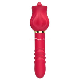True Tongue Licking Telescopic Thrusting Rose Vibrator For Women