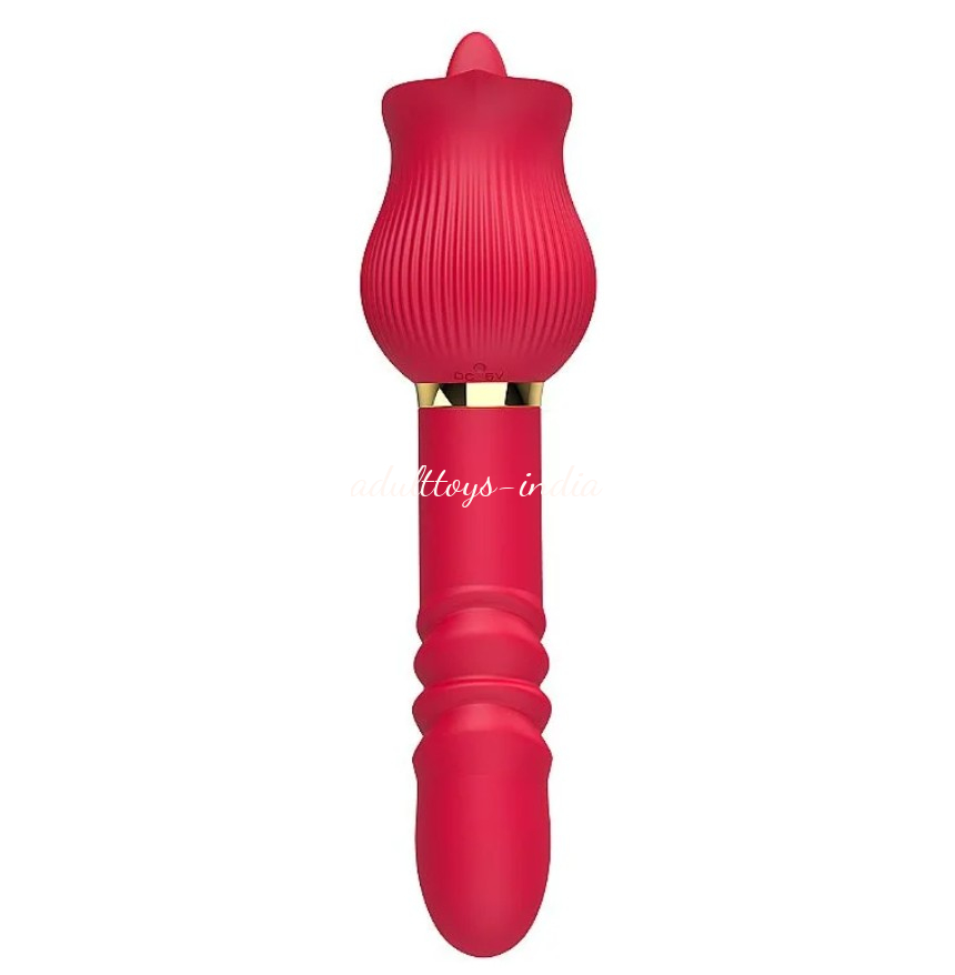 True Tongue Licking Telescopic Thrusting Rose Vibrator For Women - Image 7