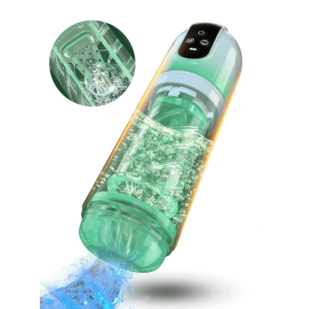 Green Licking Oral Thrusting Rotating Vibrating Suction Penis Stroker Blowjob sex Machine For Men