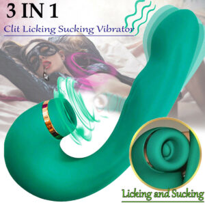 3 IN 1 Clit Licking Sucking Vibrator G-Spot Dildo Massager For Women