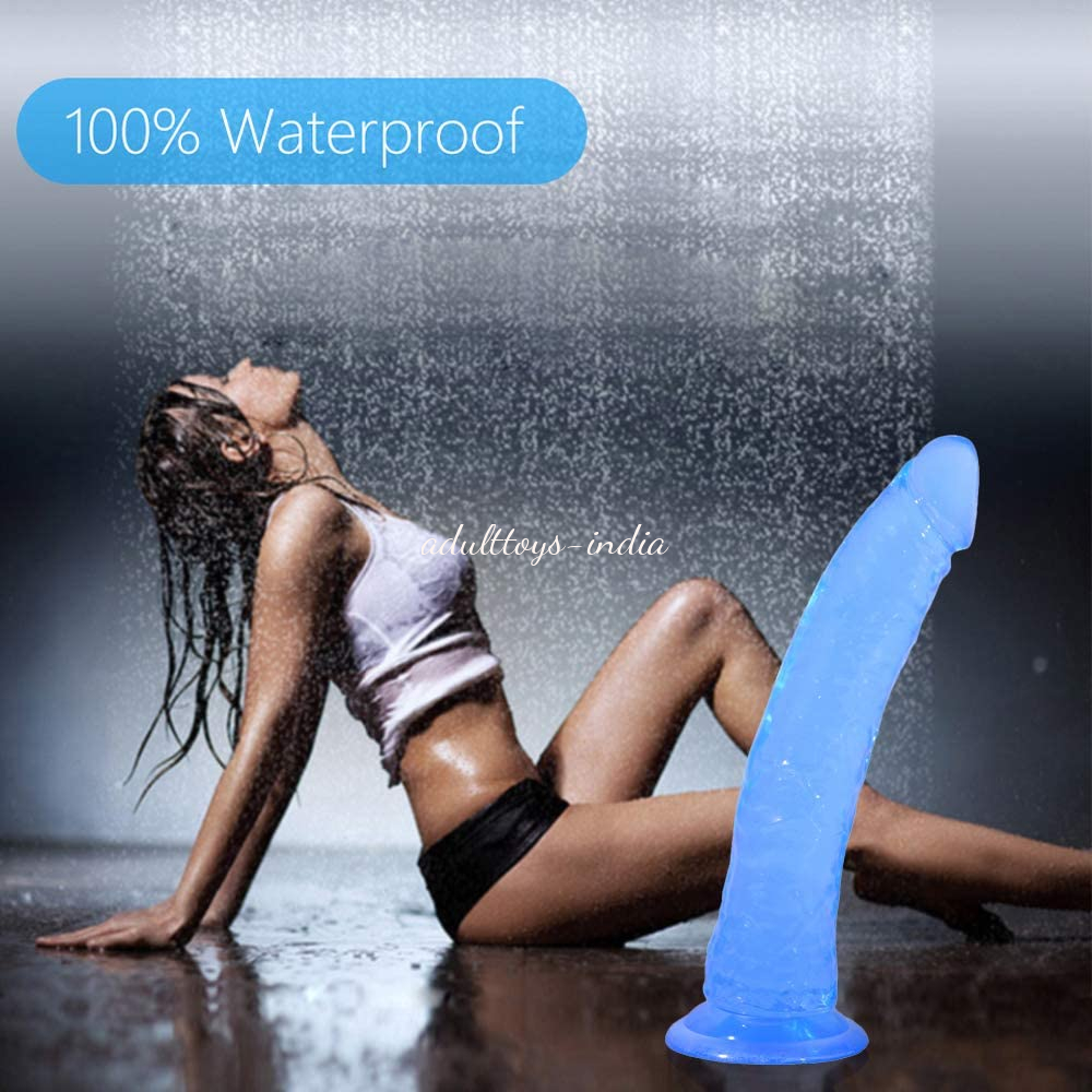 Blue Jelly Realistic Big Penis No Testicle With Suction Cup