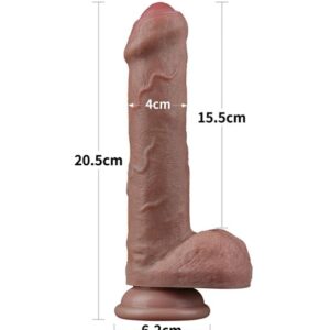 Light Brown LoveToy 8.0 Inches Dual Layered Foreskin Silicone Nature Cock
