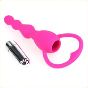 Realistic Soft Silicone Anal Beads With Vibrator - Pink