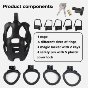 Black Penis Lock Cobra Chastity Cage-Small