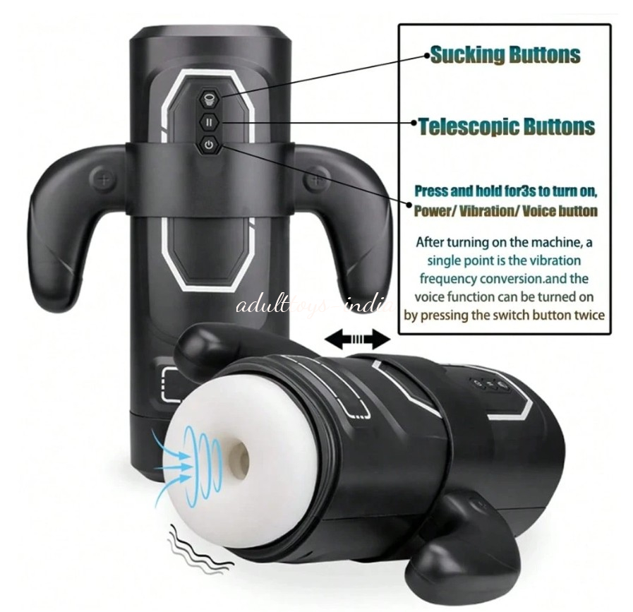 1 In 3 Automatic Power Play Male Masturbator Cup With 6 Thrusting and 3 Sucking And 9 Vibration Modes - Image 5