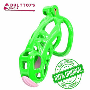 Maxi Green Cobra 3D Printed Chastity Device With Urethral with 5 Sizes Breathable Rings