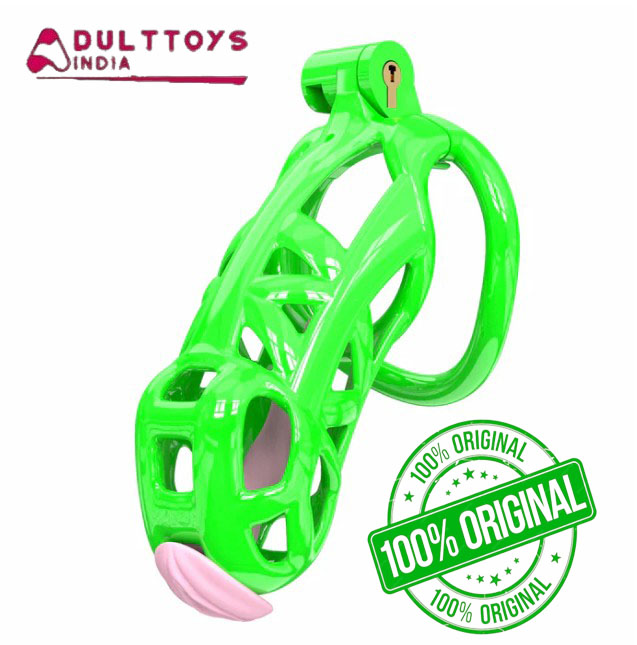 Maxi Green Cobra 3D Printed Chastity Device With Urethral with 5 Sizes Breathable Rings