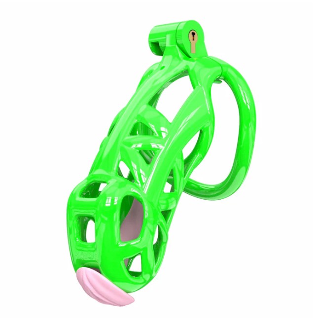 Maxi Green Cobra 3D Printed Chastity Device With Urethral with 5 Sizes Breathable Rings - Image 5