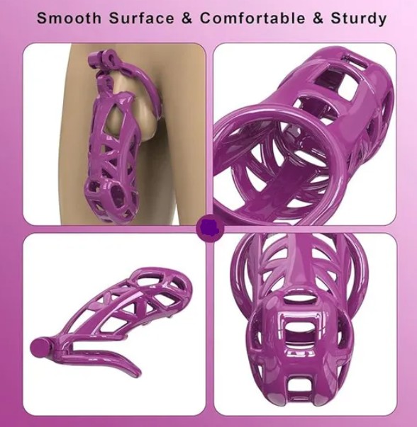 Maxi Purple King Cobra 3D Printed Chastity Kit With Pink Pussy Urethral Catheter - Image 6