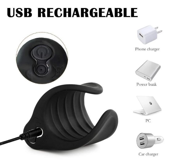 1 In 2 Cock Massage Training Handsfree Stroker Penis Vibrator Black - Image 6