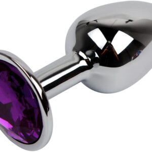 Unisex Steel Purple Jeweled Beginners Butt Plug Small Size