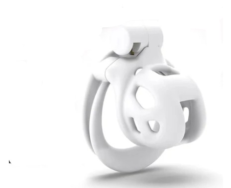 White Super Mini Cobra Double Cuff Chastity Cage Kit For Men - Image 2