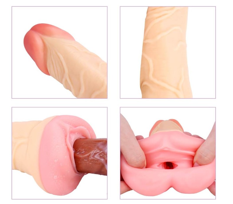8.26 Inches Realistic Vagina 2 In 1 Pocket Pussy Dildo Sleeve For Men - Image 5