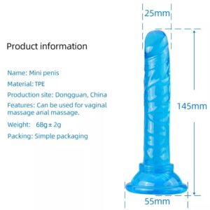 5.7 Inch Hand free Mini Realistic Dildo with Strong Suction Cup - Blue