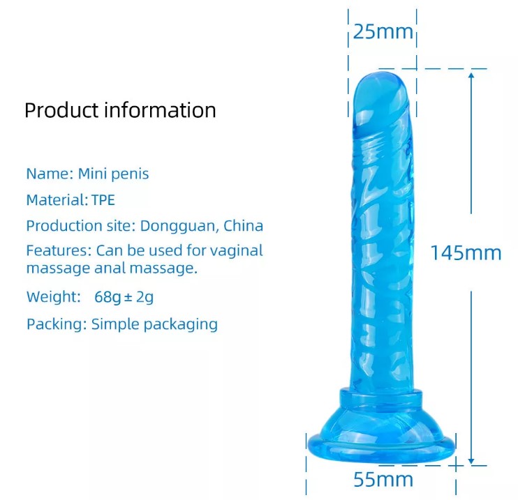 5.7 Inch Hand free Mini Realistic Dildo with Strong Suction Cup - Blue - Image 5