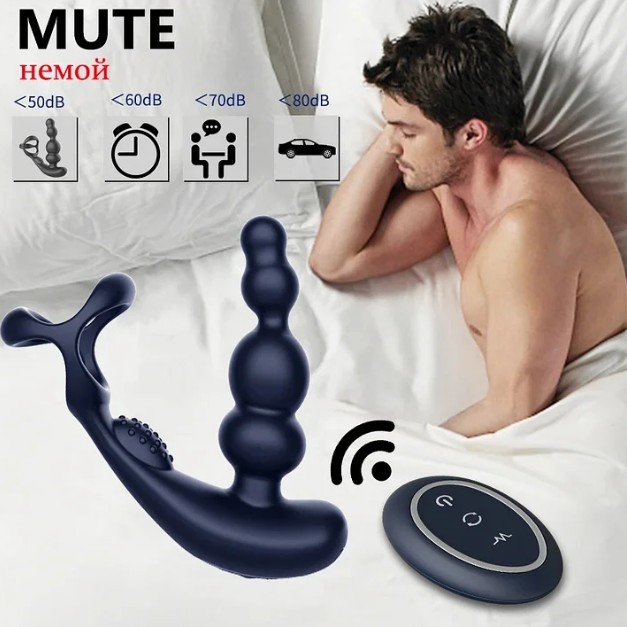 360 degree Rotation Black Silicone Butt Plug Prostate Massager Powerful Dual Motor Vibrator wireless Remote Control - Image 6