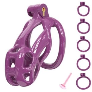 Purple King Cobra 3D Printed Small Chastity Kit With Pink Urethral Catheter