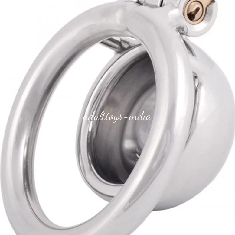 Metal Chastity Device Male Comfortable Virginity Lock Chastity Belt with Small Cage (1.77 inch / 45mm) - Image 2