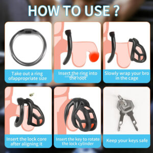 Black New Upgraded NUB Lock Core Chastity Device For Men