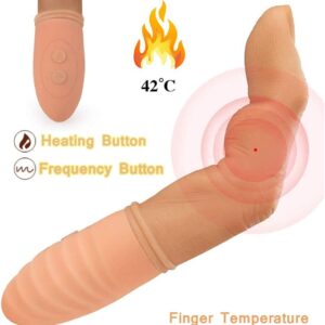 Real Feel Finger Dildo with Auto Heating G-Spot Vibrator Women