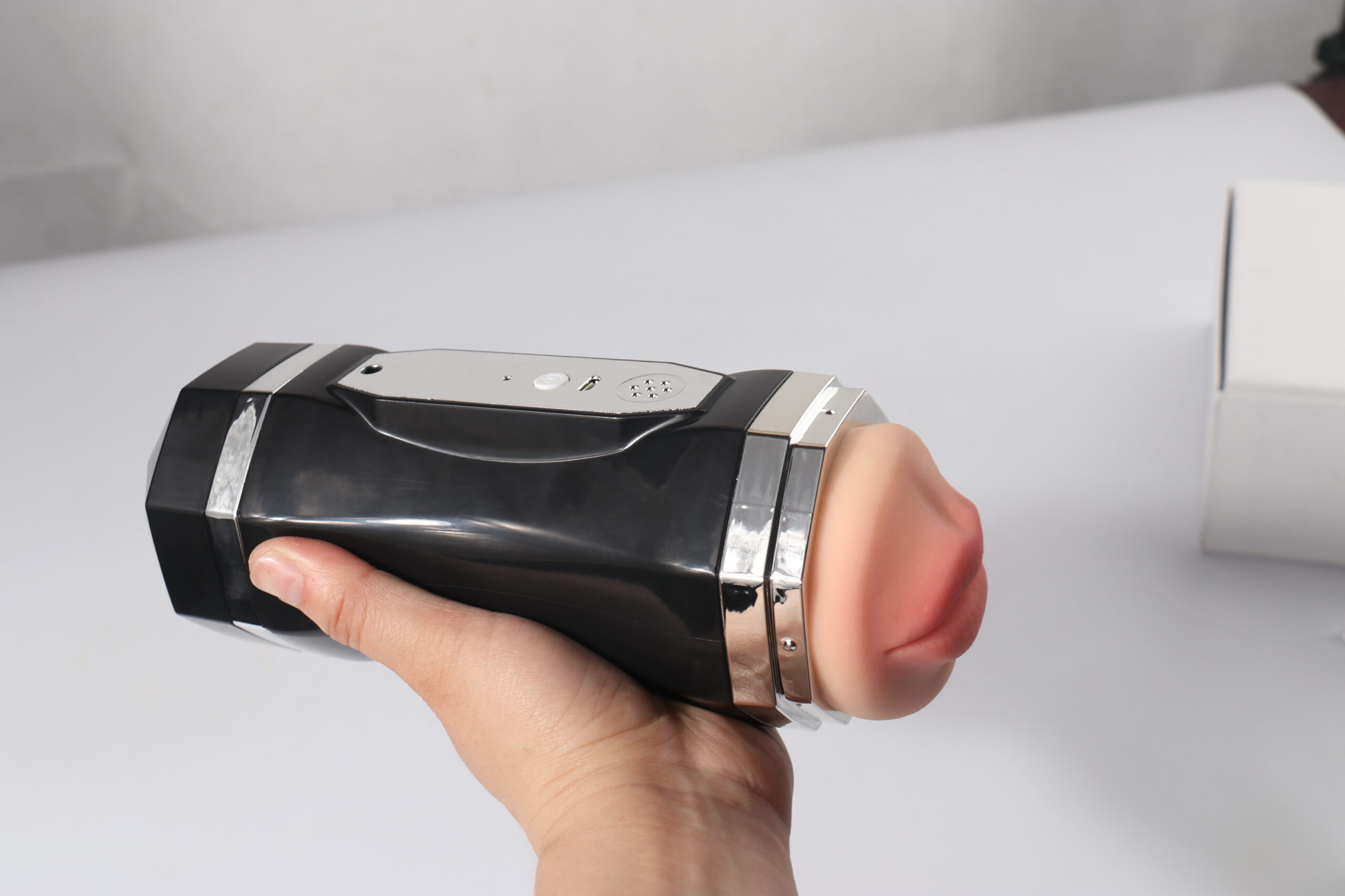 1st Quality Double Ended Mouth Pussy Vibarate sex Voice Hand Free Masturbator India - Image 3